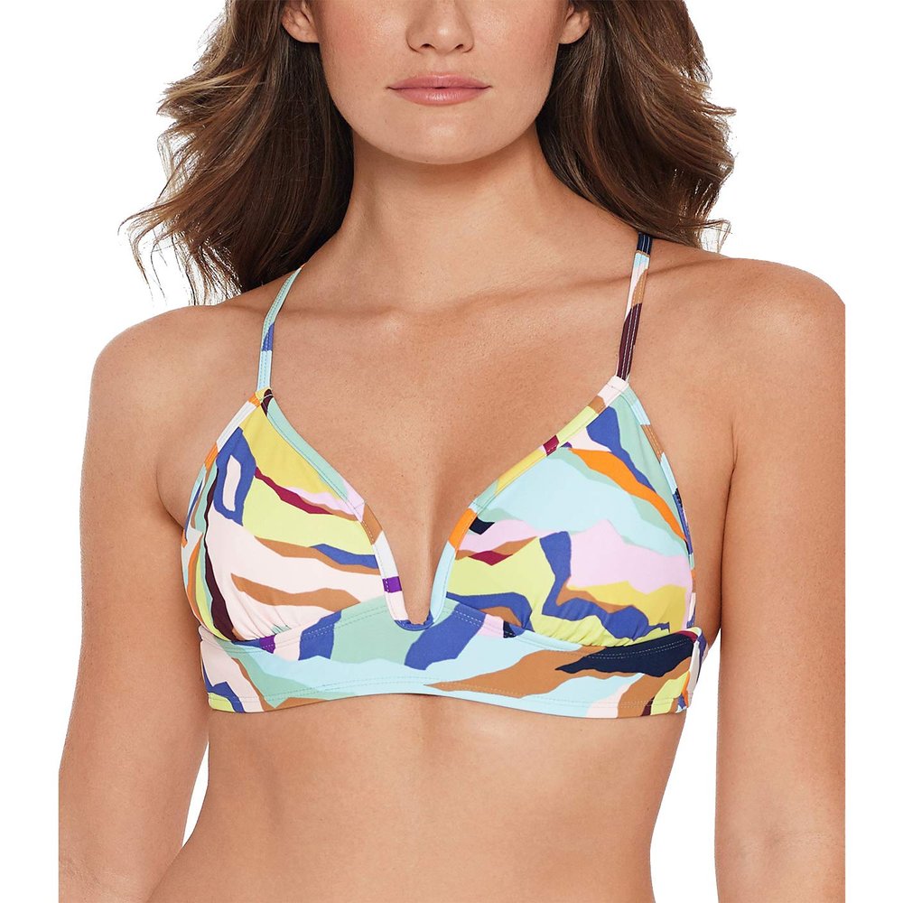 Salt + Cove Juniors' Zebra Print V Wire Cross-Back Bikini Top (Multi, X-Small)
