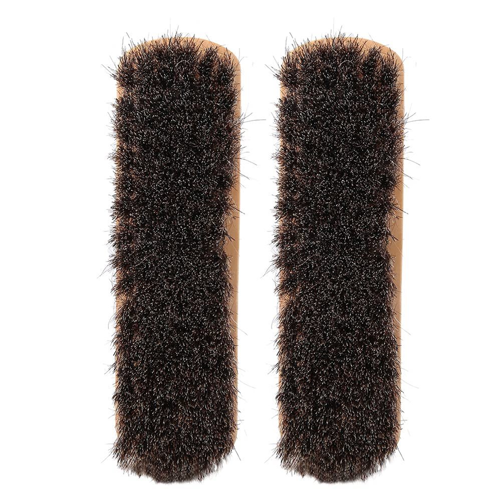 WNSC 2Pcs Oiling Polishing Tool Soft Cleaning Polishing, Leather Care Protecting Horsehair Shoe Brushes, Men&Woman Leather Items for Shoes Boots(Log Color Large)