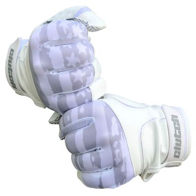 Clutch Sports Apparel American Flag Baseball & Softball Batting Gloves, Super Grip Finger Fit, Performance Mesh & Perforated Sheepskin Palm for Adults & Youth (Whiteout, Medium)
