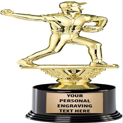 Baseball Pitcher Trophy With Engraving, 7" Gold Baseball Pitcher Trophy Award On Deluxe Round Base