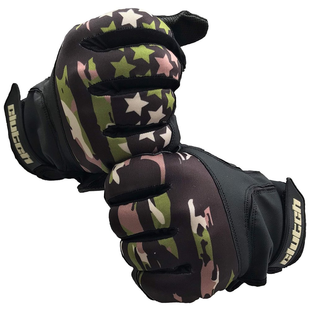 Clutch Sports Apparel American Flag Baseball & Softball Batting Gloves, Super Grip Finger Fit, Performance Mesh & Perforated Sheepskin Palm for Adults & Youth (Camo, Large)