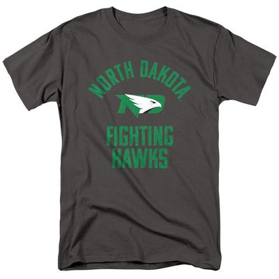 University of North Dakota Official Fighting Hawks Logo Unisex Adult T-Shirt, Charcoal, 5X-Large
