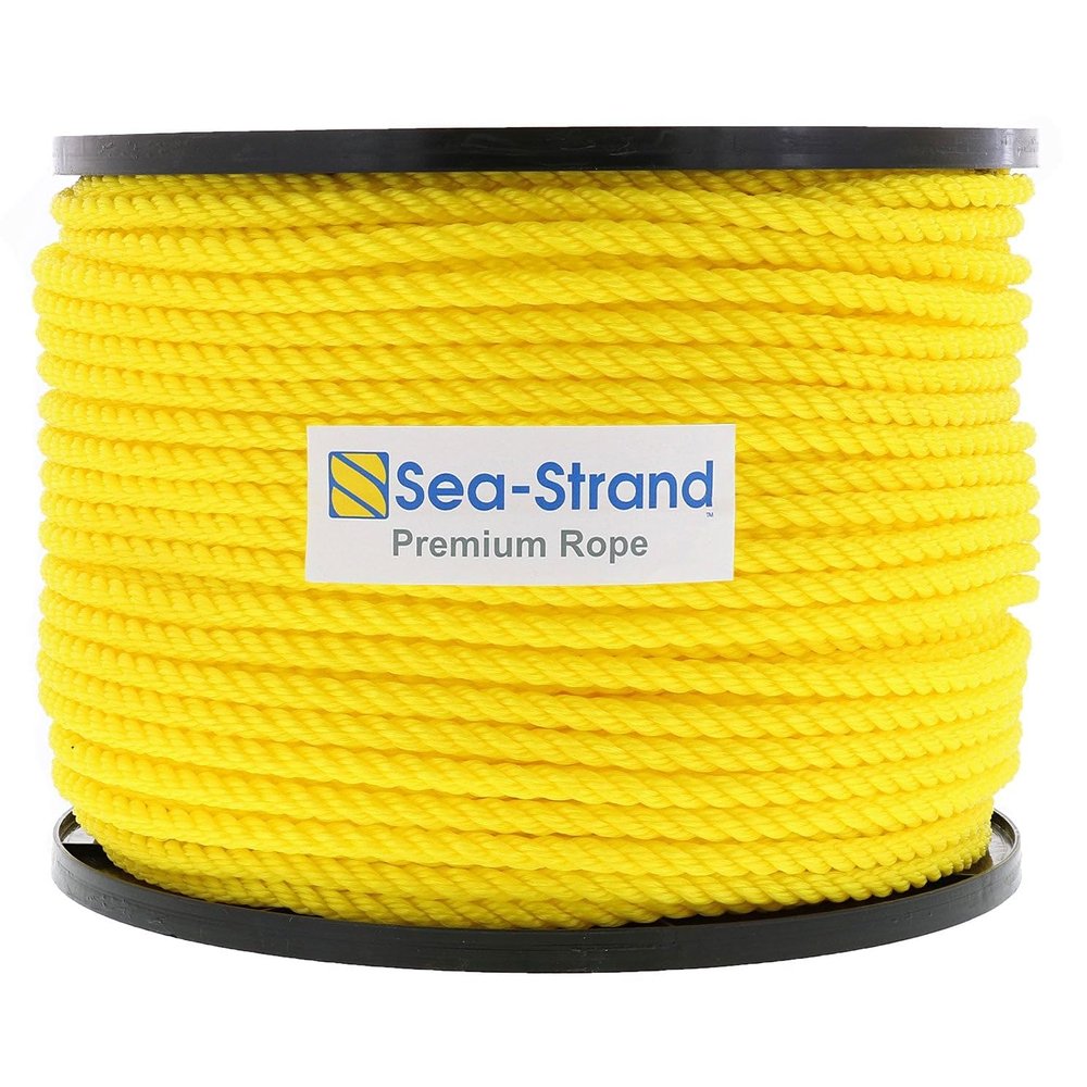 Sea-Strand 1/2" x 300' Reel, Yellow, 3-Strand Polypropylene Rope for Mooring, Anchoring, Crafts, Swings, General Purpose Rope | Rot Resistant | Heavy Duty