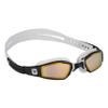 Phelps Ninja Competitive Swim Goggles - Gold Titanium Mirror Lens, White & Black Frame - Race Fit Strap System, Curved Lens Technology, Anti-Fog, UV Protection - The Every Time, Adjustable view 1
