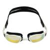 Phelps Ninja Competitive Swim Goggles - Gold Titanium Mirror Lens, White & Black Frame - Race Fit Strap System, Curved Lens Technology, Anti-Fog, UV Protection - The Every Time, Adjustable view 2