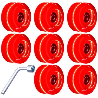 Tanzfrosch 8 Pack Roller Skate Wheels with Bearings Installed Quad Light Up Wheels for Double Row Skating and Skateboard 82A 32mm x 58mm
