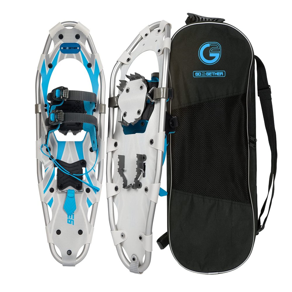 G2 30 Inches Light Weight Snowshoes for Women Men Youth, Set with Tote Bag, Special EVA Padded Ratchet Binding, Heel Lift, Blue