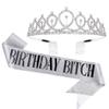 AOPRIE Birthday Crown for Women - Silver Princess Tiara with Rhinestone - Happy Birthday Accessory view 1