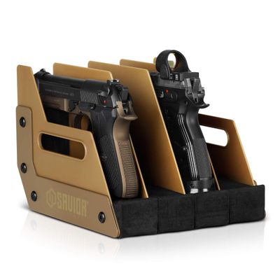 Savior Equipment Gun Pistol Revolver Firearm Handgun Rack Stand, Fit 4 of Most Long-Barreled Pistols, Cushioned Foam to Protect, Gun Safe Cabinet Storage Organizer Accessories