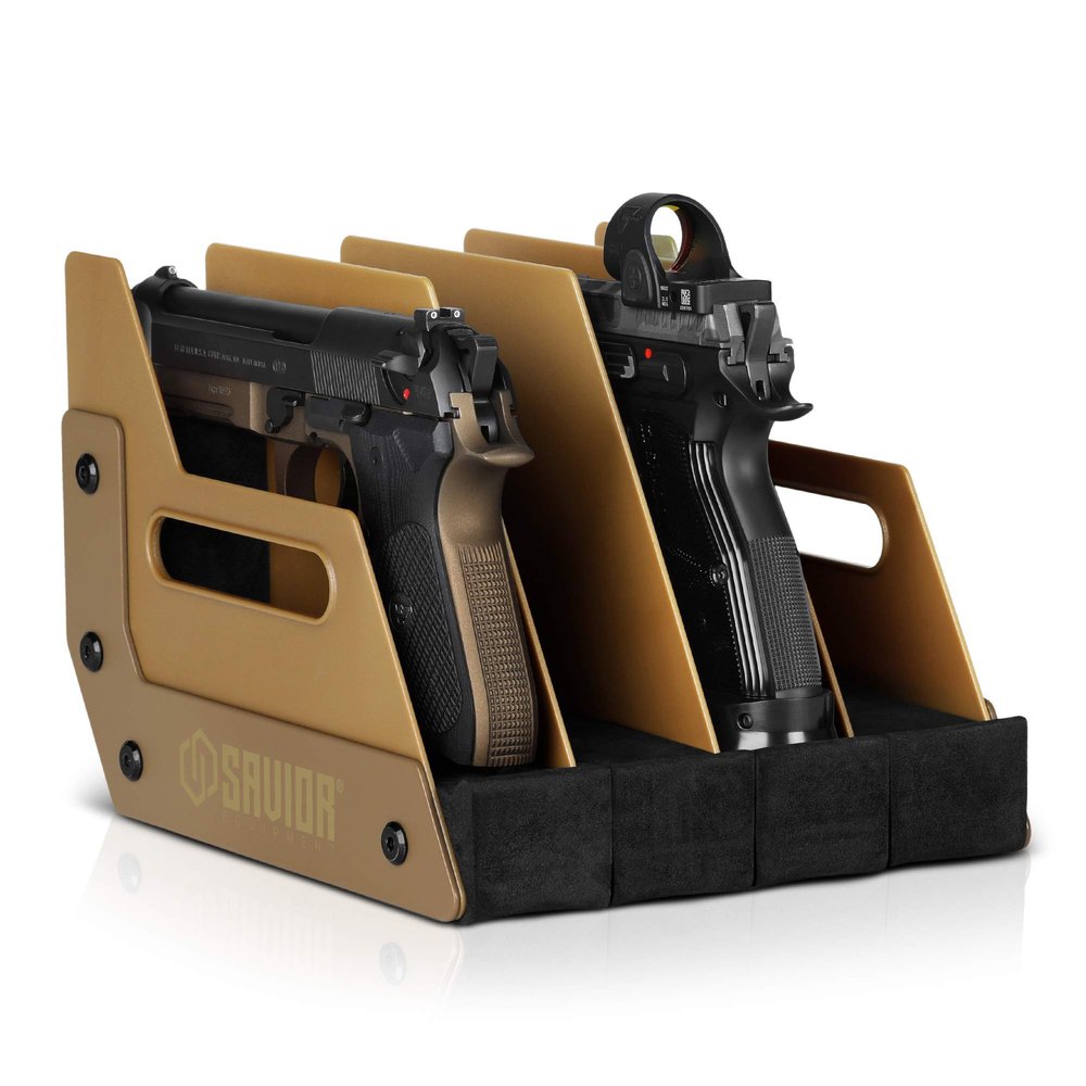 Savior Equipment Gun Pistol Revolver Firearm Handgun Rack Stand, Fit 4 of Most Long-Barreled Pistols, Cushioned Foam to Protect, Gun Safe Cabinet Storage Organizer Accessories
