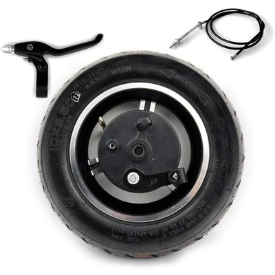 10 Inch CST Scooter Wheel With Drum Brake 10x2.5 Pneumatic Wheel Use CST Tire And Tube 1.8m Brake Cable 90mm Axle And Crowbar (wheel cable180 lever)