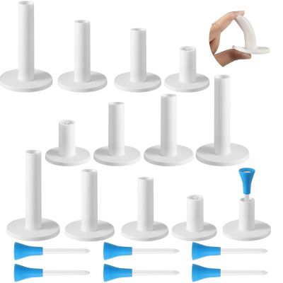 12 Pieces Golf Range Tees Set Rubber Golf Tees for Mats Driving Range 6 Pieces for Practice Mat Mixed Size(White and Mixed Colors)