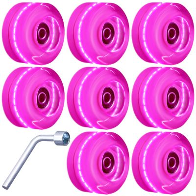 Tanzfrosch 8 Pack Roller Skate Wheels with Bearings Installed Quad Light Up Wheels for Double Row Skating and Skateboard 82A 32mm x 58mm