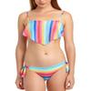 California Waves Women's Shiny Rainbow Handkerchief Bandeau Bikini Top (Multi, Medium) view 4