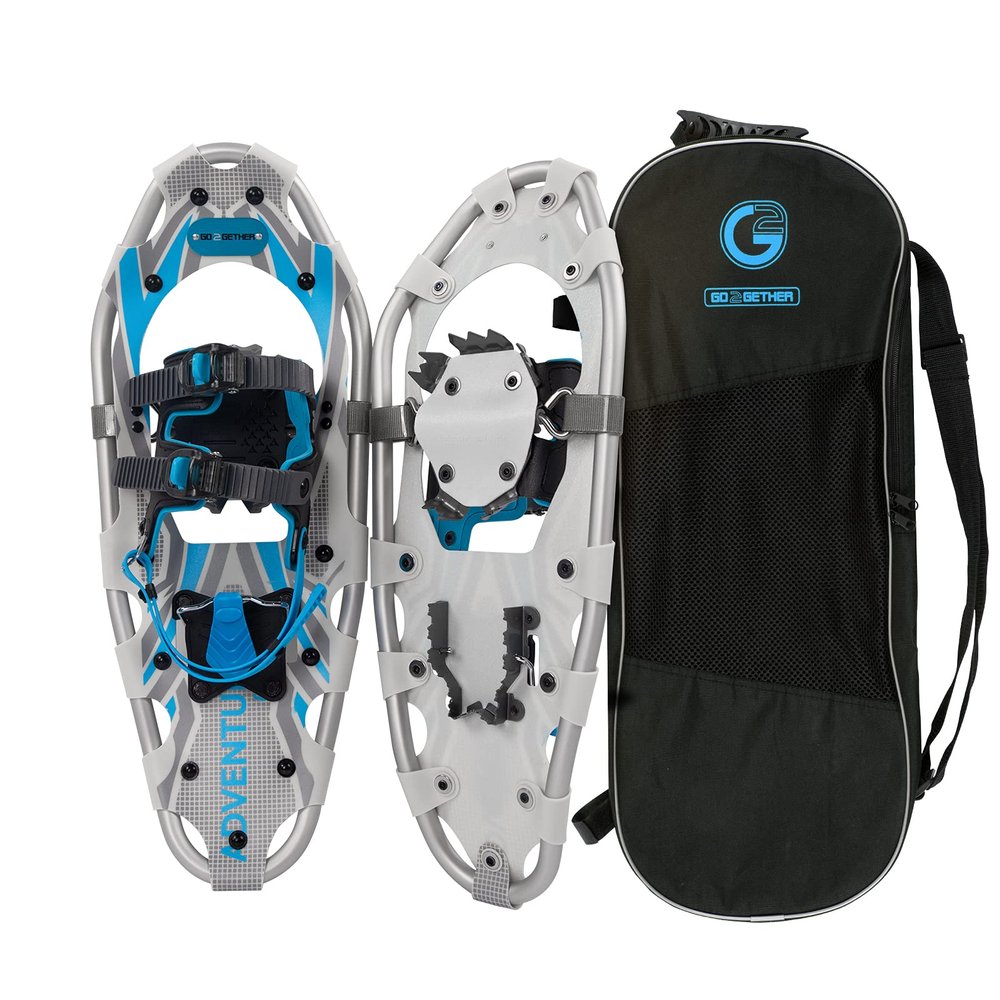G2 21 Inches Light Weight Snowshoes for Women Men Youth, Set with Tote Bag, Special EVA Padded Ratchet Binding, Heel Lift, Blue