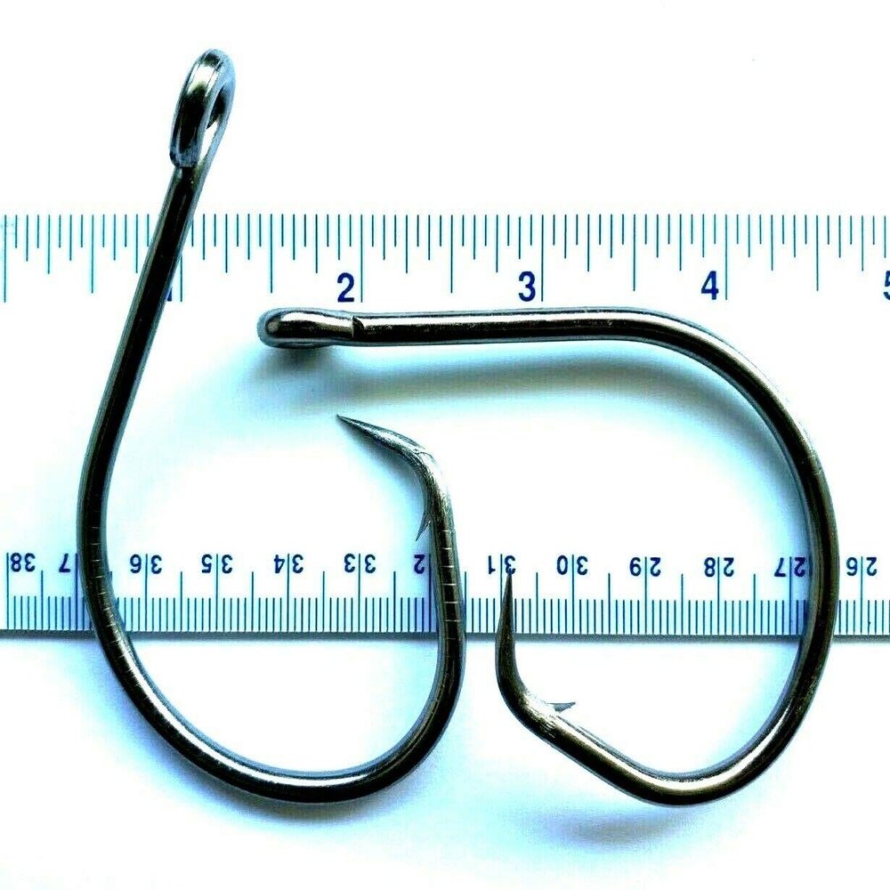 250 Gerry's Tackle 4X Strong Inline (Non-Offset) Black Circle Hooks Size 15/0