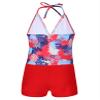 Yartina Kids Girls Two Piece Tankini Swimsuit Floral Print Halter Tank Tops with Boyshorts Swimwear Red Butterfly 11-12 view 4