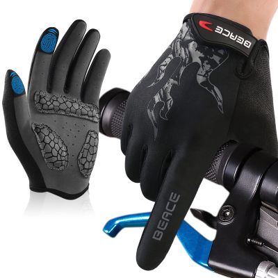 BEACE Gloves for Cycling Bike Biking with Touch Screen-Full Finger Mountain Bike Workout Road Gloves with Anti-Slip Silicone Palm for Men Women