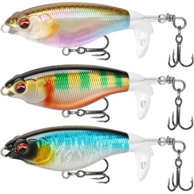 TRUSCEND Popobait Fishing Lures with BKK Hooks Easy Catch: Instant Startup, Longer Cast, Balanced Spray/Sound/Swim Topwater Plopper Teasers Bait for Bass, Catfish, Pike Ideal for Family Fishing