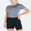 CADMUS Women's Dry Fit Crop Top Yoga Short Sleeve Shirts Crew Neck Athletic Running Tee 3 Pieces, Black, Grey, White, Medium view 2