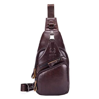 Hebetag Leather Sling Bag Crossbody Backpack for Men Women Outdoor Travel Shoulder Chest Pouch Casual Hiking Pack Casual Daypack
