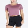 CADMUS Women's Dry Fit Crop Top Yoga Short Sleeve Shirts Crew Neck Athletic Running Tee 3 Pieces, Black, White, Pink, Small view 2