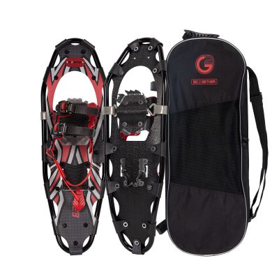 G2 25 Inches Light Weight Snowshoes for Women Men Youth, Set with Tote Bag, Special EVA Padded Ratchet Binding, Heel Lift, Red