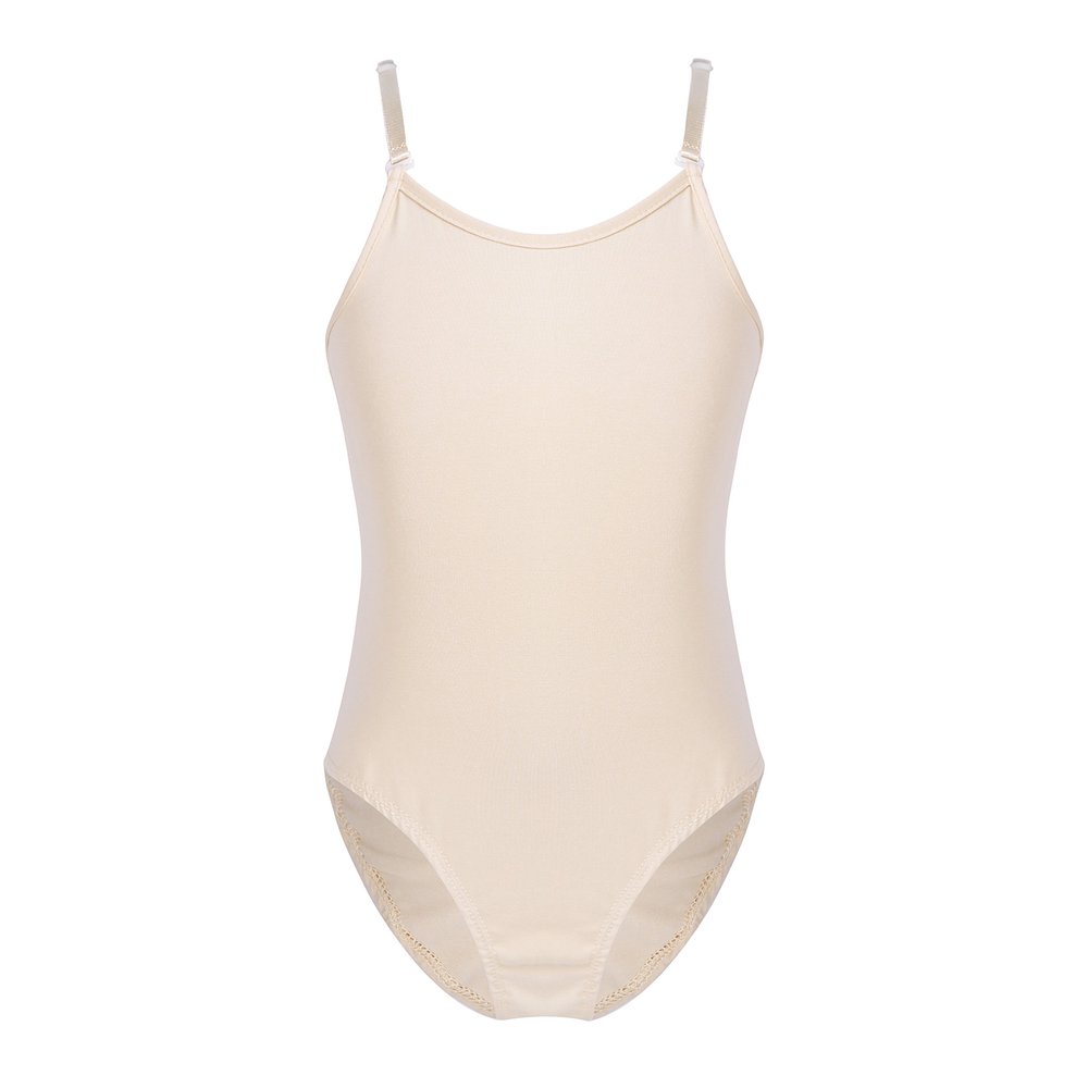 VernLan Big Girls' Spaghetti Straps Camisole Ballet Dance Gymnastics Undergarment Leotard Underwear with Adjustable Straps Nude(Clear Straps 12