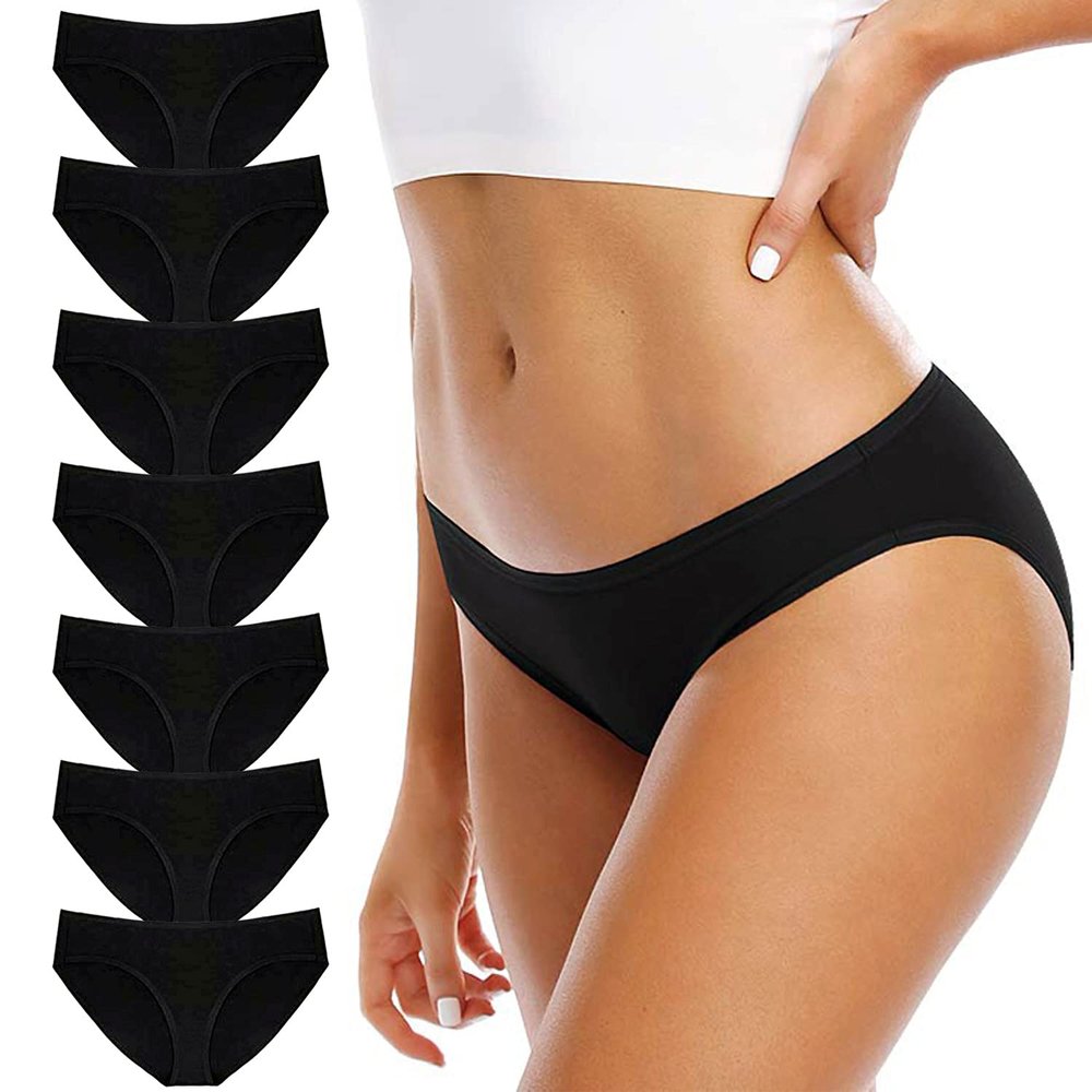 SNM Apparels Womens Underwear- Cotton Underwear for Women Soft, Breathable, Lightweight, Stretch, Hipster Panties For Ladies (7-Pack Black, Large)
