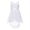 JEYPINMI Kids Girls High Low Wedding Flower Girls Chiffon Dress Lace Floral V Back Dance Prom Party Dresses White 8 view 1