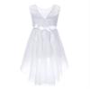 JEYPINMI Kids Girls High Low Wedding Flower Girls Chiffon Dress Lace Floral V Back Dance Prom Party Dresses White 8 view 2