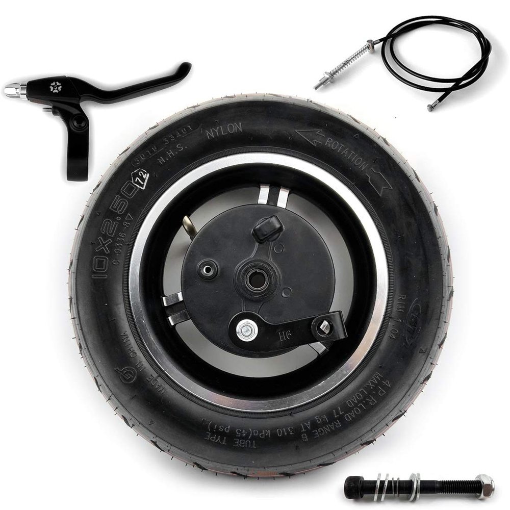 10 Inch CST Scooter Wheel With Drum Brake 10x2.5 Pneumatic Wheel Use CST Tire And Tube 1.8m Brake Cable 90mm Axle And Crowbar (wheel 180 lever axle)