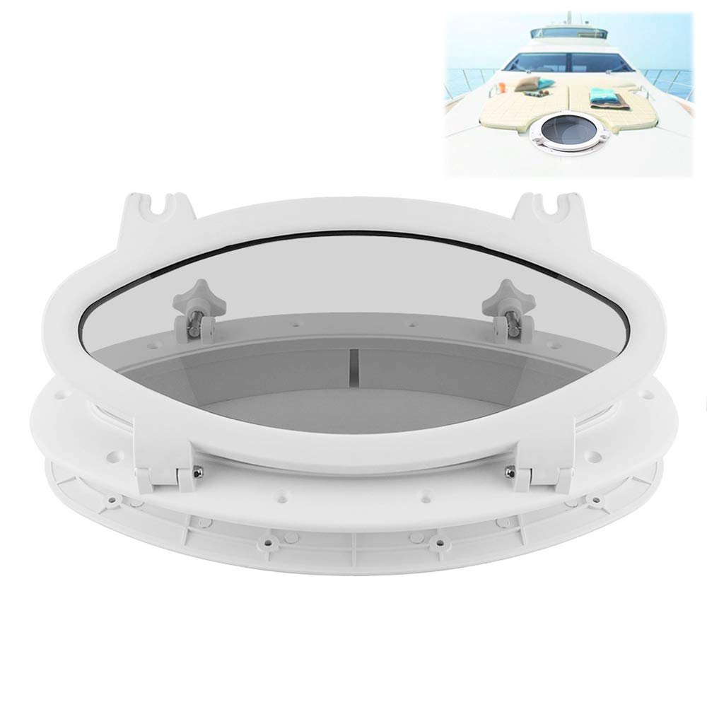 FFYUE Oval Yacht Motorhome Porthole Skylight, Portable ABS Tempered Glass Window, Durable Ship Window Decorative Window Watertight Window,White