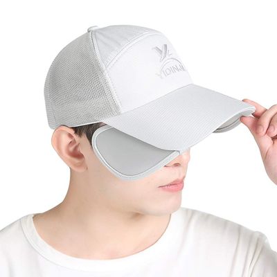 Baseball Cap for Women Men, Scalable Wide Brim Sun Visor Cap Cycling Camping Runnning Hat Summer Quick Dry Mesh UV Protection Fishing Hunting Sport Golf Tennis Cap Outdoor Beach Travel Sun Hat White