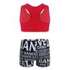 Yeeye Girls 2 Pcs Racer Back Top and Shorts Love Dance Sets for Workout Gymnastics Leotard Dancing Red 3-4 view 1