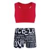 Yeeye Girls 2 Pcs Racer Back Top and Shorts Love Dance Sets for Workout Gymnastics Leotard Dancing Red 3-4 view 2