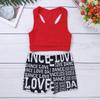 Yeeye Girls 2 Pcs Racer Back Top and Shorts Love Dance Sets for Workout Gymnastics Leotard Dancing Red 3-4 view 3