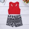 Yeeye Girls 2 Pcs Racer Back Top and Shorts Love Dance Sets for Workout Gymnastics Leotard Dancing Red 3-4 view 4