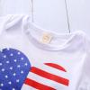 4th of July Outfits Newborn Baby Girl Short Sleeve Romper Tops + Tutu Skirt + Headband Clothes Set (White-American Flag,0-3 Months) view 4