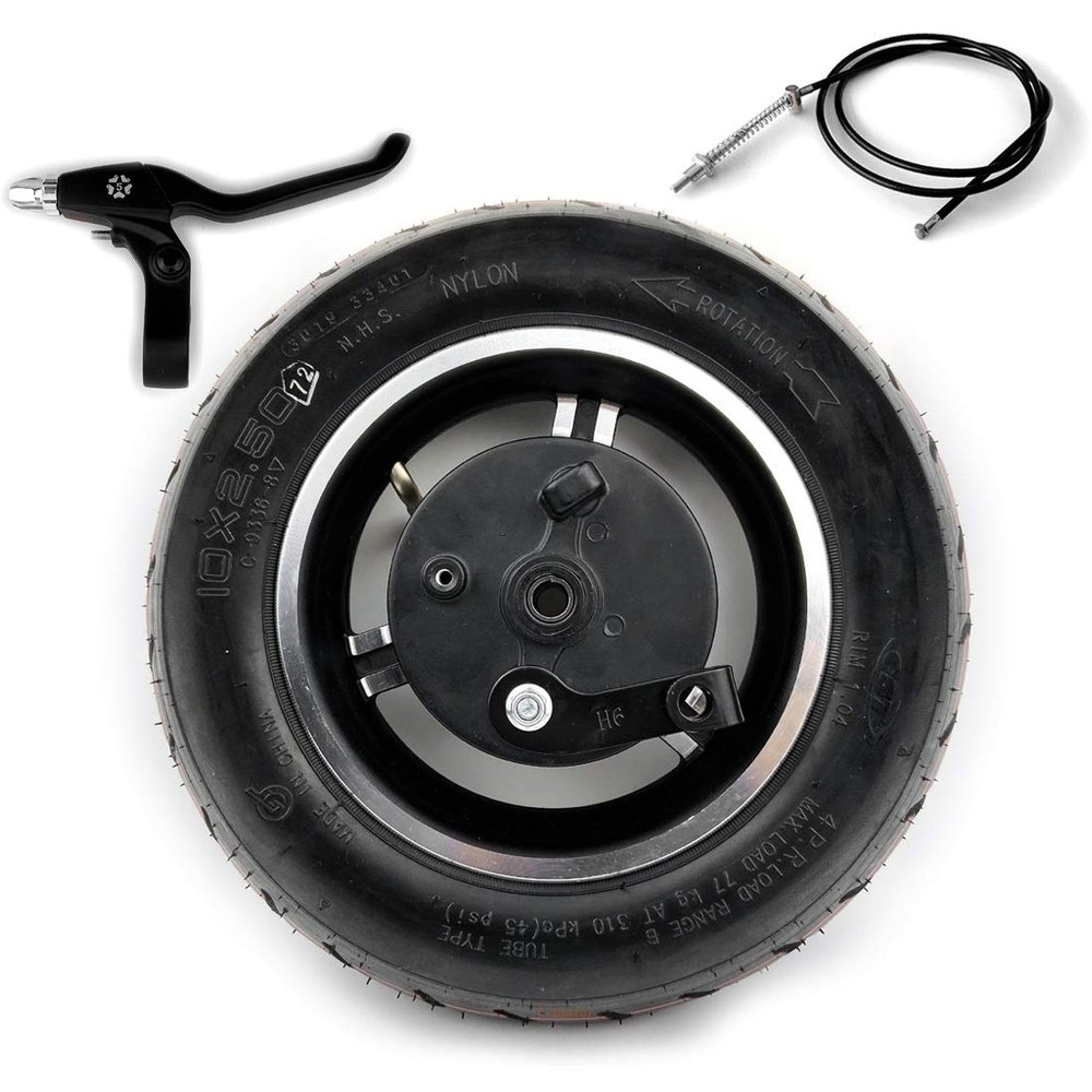 10 Inch CST Scooter Wheel With Drum Brake 10x2.5 Pneumatic Wheel Use CST Tire And Tube 1.8m Brake Cable 90mm Axle And Crowbar (wheel cable120 lever)