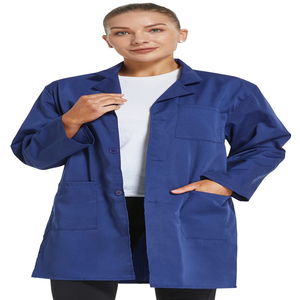 VOGRYE Professional Lab Coat for Women Long Sleeve, White, Unisex
