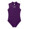 Yeeye Nikiikoo Kids Girls Sleeveless Lace Splice Keyhole Jumpsuit Ballet Dance Leotard Gymnastic Athletic Activewear Purple 11-12 view 3