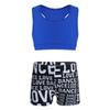 Yeeye Girls 2 Pcs Racer Back Top and Shorts Love Dance Sets for Workout Gymnastics Leotard Dancing Blue&Black 7-8 view 2