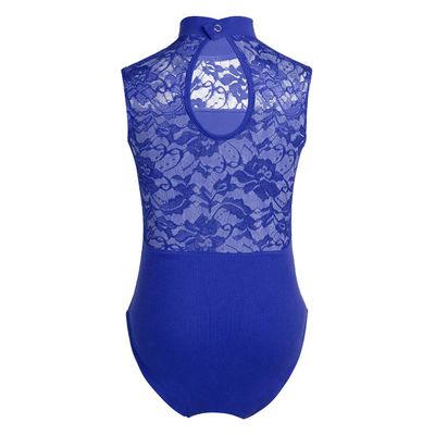Yeeye Nikiikoo Kids Girls Sleeveless Lace Splice Keyhole Jumpsuit Ballet Dance Leotard Gymnastic Athletic Activewear Blue 9-10