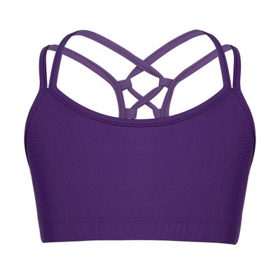 Yeeye Kids Girls Basic Sports Bra Criss Cross Back Workout Tank Tops Undershirts for Gymnastics Yoga Purple 6