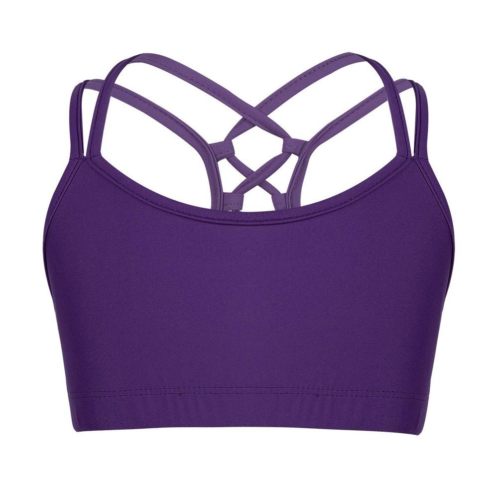 Yeeye Kids Girls Basic Sports Bra Criss Cross Back Workout Tank Tops Undershirts for Gymnastics Yoga Purple 6
