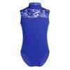Yeeye Nikiikoo Kids Girls Sleeveless Lace Splice Keyhole Jumpsuit Ballet Dance Leotard Gymnastic Athletic Activewear Blue 11-12 view 2