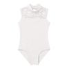 Yeeye Nikiikoo Kids Girls Sleeveless Lace Splice Keyhole Jumpsuit Ballet Dance Leotard Gymnastic Athletic Activewear Ivory 13-14 view 3