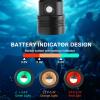 WINDFIRE Scuba Diving Headlamp, Rechargeable Dive Light, IPX8 Waterproof Underwater Headlight with 3 Modes & Power Indicator, High Lumen, Long Runtime, Diving Torch for Snorkeling, Cave Exploration view 3