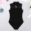 Yeeye Nikiikoo Kids Girls Sleeveless Lace Splice Keyhole Jumpsuit Ballet Dance Leotard Gymnastic Athletic Activewear Black 9-10 view 3